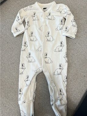 Monica and Andy White Bunny Print One-Piece for Kids 0-3 months
